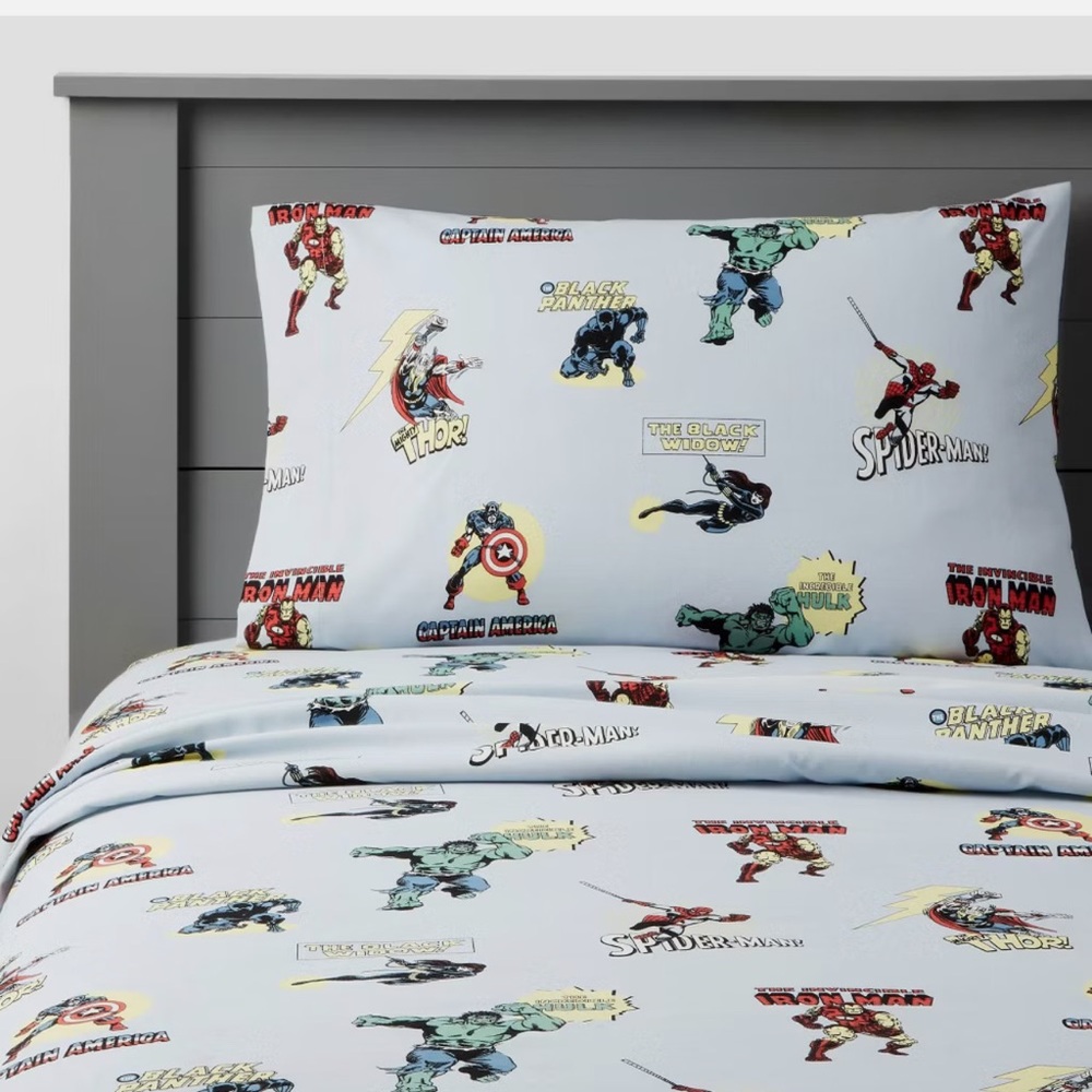 NEW Marvel Spider-man Captain America Characters Kids
QUEEN Sheet Set Pillowfort